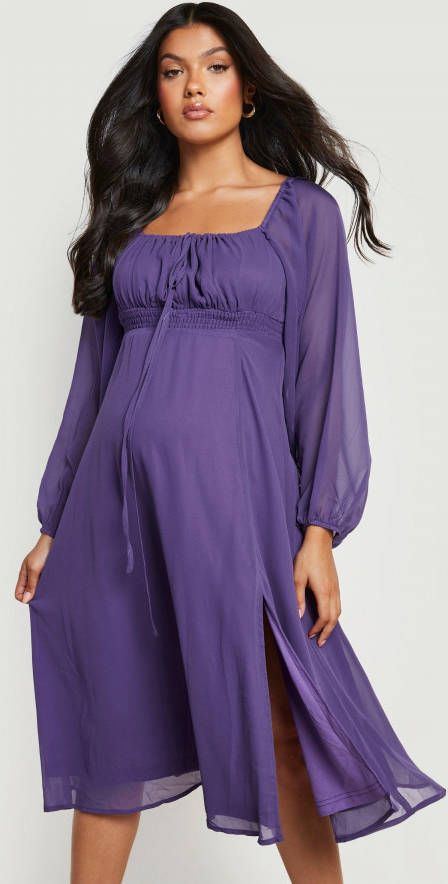 boohoo Zwangerschap Skater Jurk Met Vierkante Hals, Purple