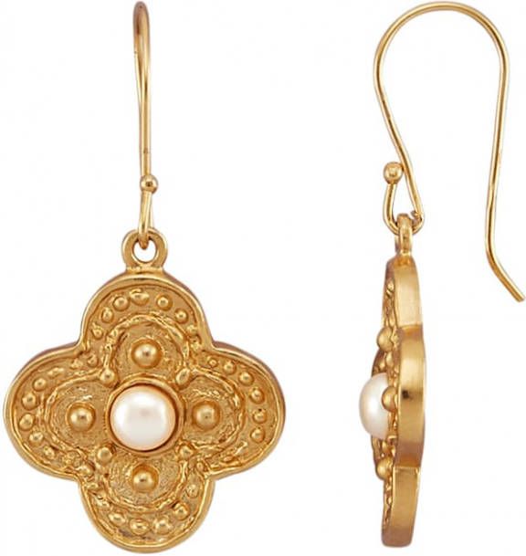 AMY VERMONT Oorbellen met cultivé zoetwaterparels Geelgoudkleur