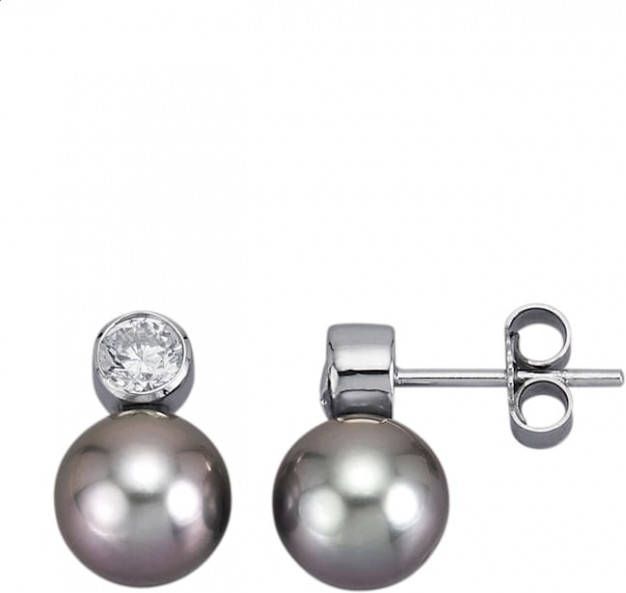 AMY VERMONT Oorstekers met Tahiti cultivé parels Zilverkleur
