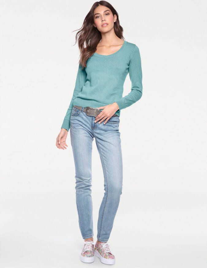 Pullover met ronde hals in aqua van heine