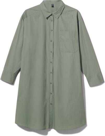HEMA Dames Overhemdjurk Poplin India Groen(groen )