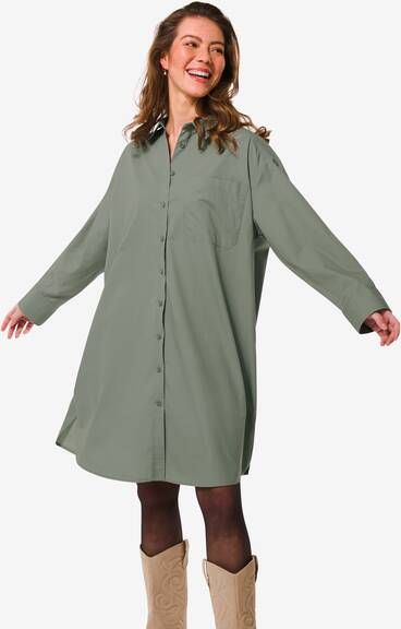 HEMA Dames Overhemdjurk Poplin India Groen(groen )
