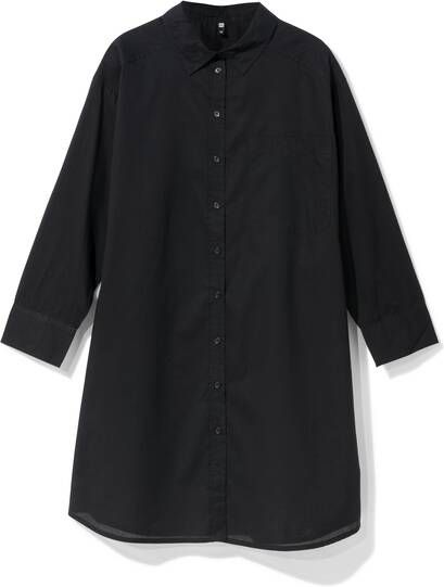 HEMA Dames Overhemdjurk Poplin India Zwart(zwart )