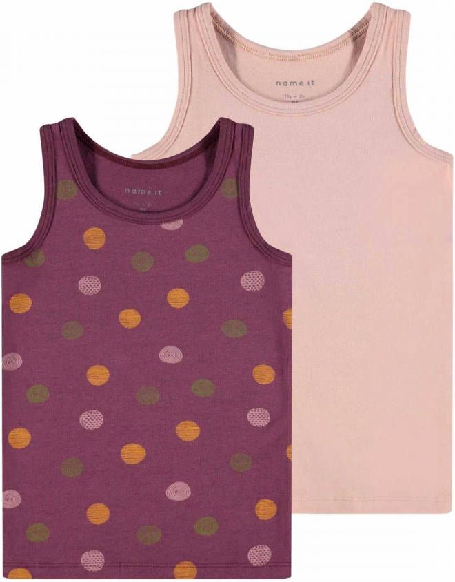 name it ! Meisjes 2 Pack Hemd -- Diverse Kleuren Katoen/elasthan