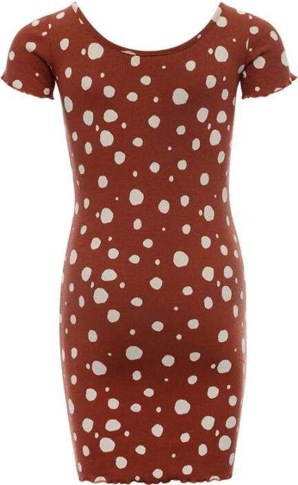 Looxs Revolution Rib jersey jurkje roest stip voor meisjes in de kleur