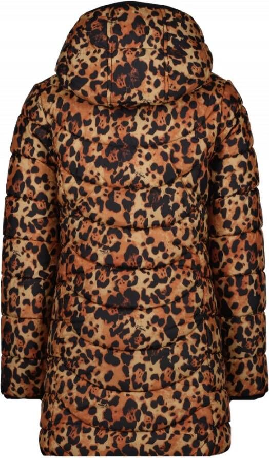 Vingino reversible imitatiebont winterjas Telieka met all over print zwart/geel