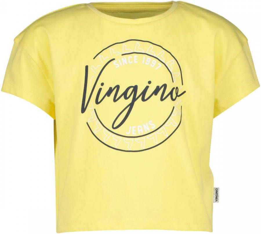 Vingino T shirt Hidra met logo zachtgeel