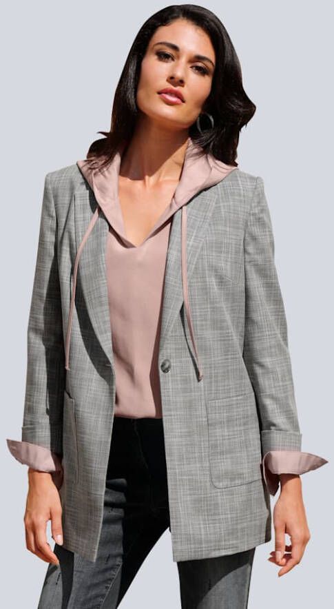 alba moda Blazer met ruitstructuur Grijs/Roze