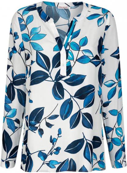 alba moda Blouse met bloemendessin Steengrijs/Blauw