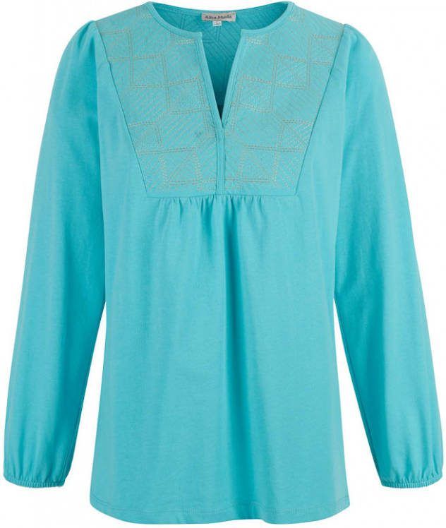 alba moda Blouse met mooi grafisch borduursel Turquoise