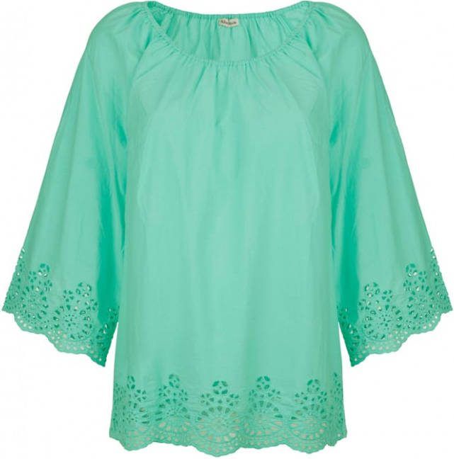 alba moda Blouse met zomers, opengewerkt kant Mintgroen