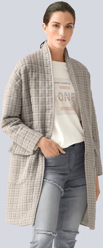 alba moda Jas met drukknopen Crème/Grijs/Zilverkleur