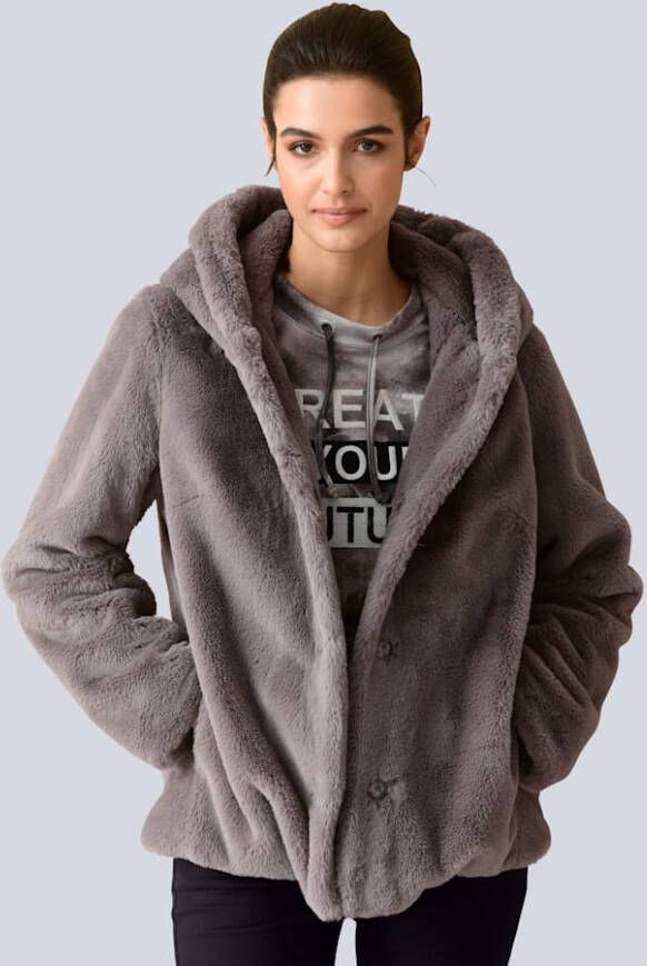 alba moda Jas van zacht imitatiebont Grijs