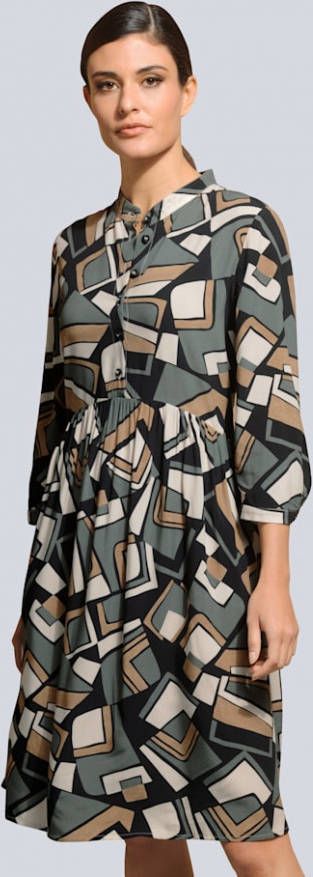 alba moda Jurk Grijs/Cognac/Zwart