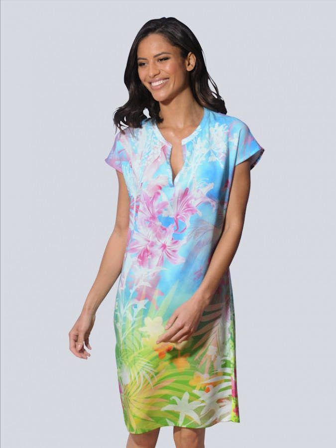 alba moda Jurk in een zomerse kleurenmix Turquoise