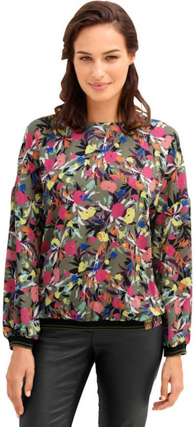 AMY VERMONT Blouse met bloemendessin rondom Grijs/Pink/Geel