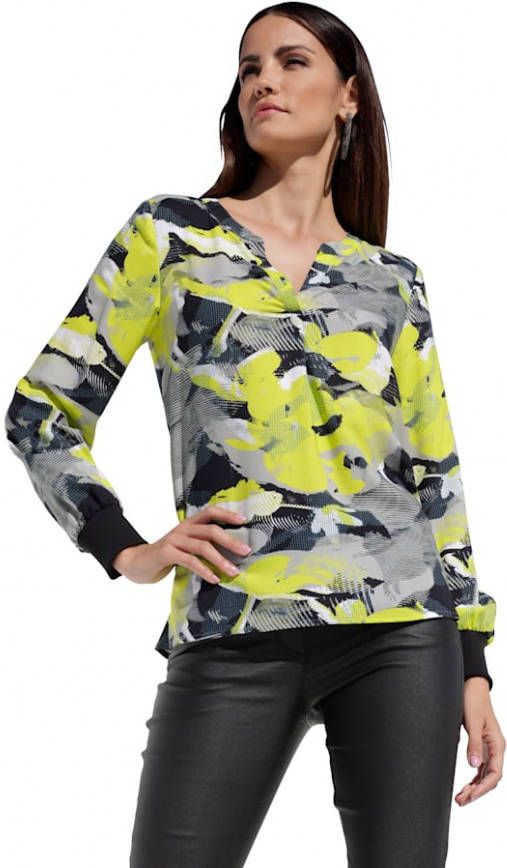 AMY VERMONT Blouse met bloemenprint Zwart/Geel