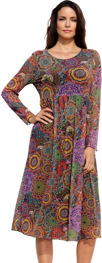 AMY VERMONT Jurk met multicolor cirkelprint Geel/Paars