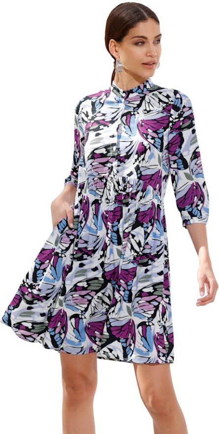 AMY VERMONT Jurk met vlinderprint Paars/Lichtblauw