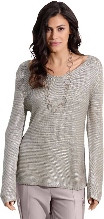 AMY VERMONT Trui met folieprint Taupe/Zilverkleur