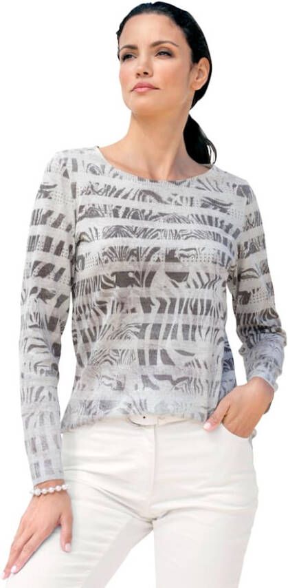 AMY VERMONT Trui met subtiele glans Wit/Grijs/Zilverkleur