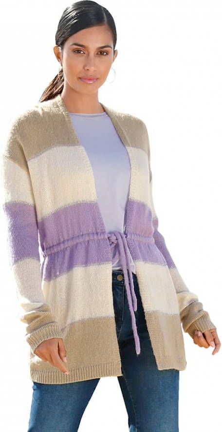 AMY VERMONT Vest met V hals Taupe/Ecru/Lila