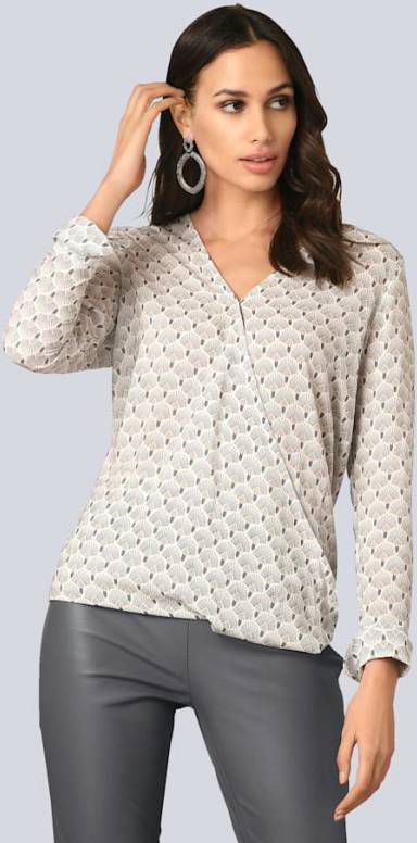 alba moda Blouse in wikkellook Offwhite/Grijs