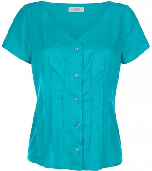 MONA Blouse met biesjes Turquoise