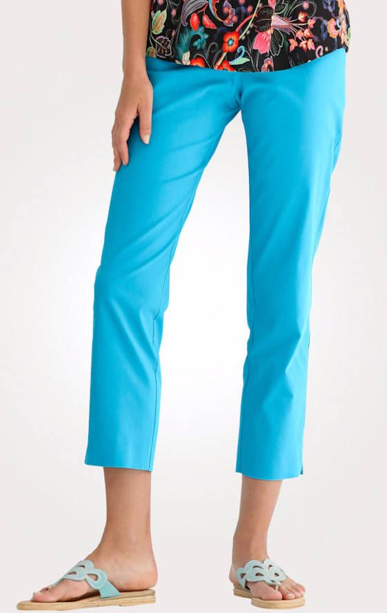 MONA Broek in trendy enkellang model Turquoise