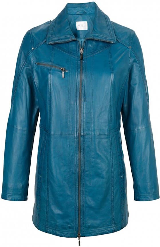 MONA Leren jasje van echt lamsnappa Turquoise