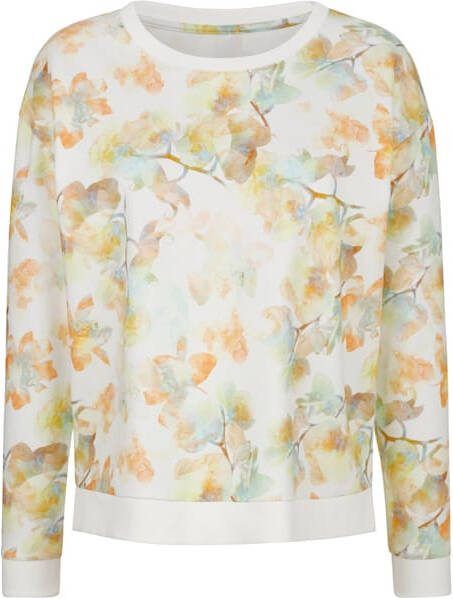 MONA Sweatshirt met print in harmonieuze kleuren Ecru/Oranje/Groen