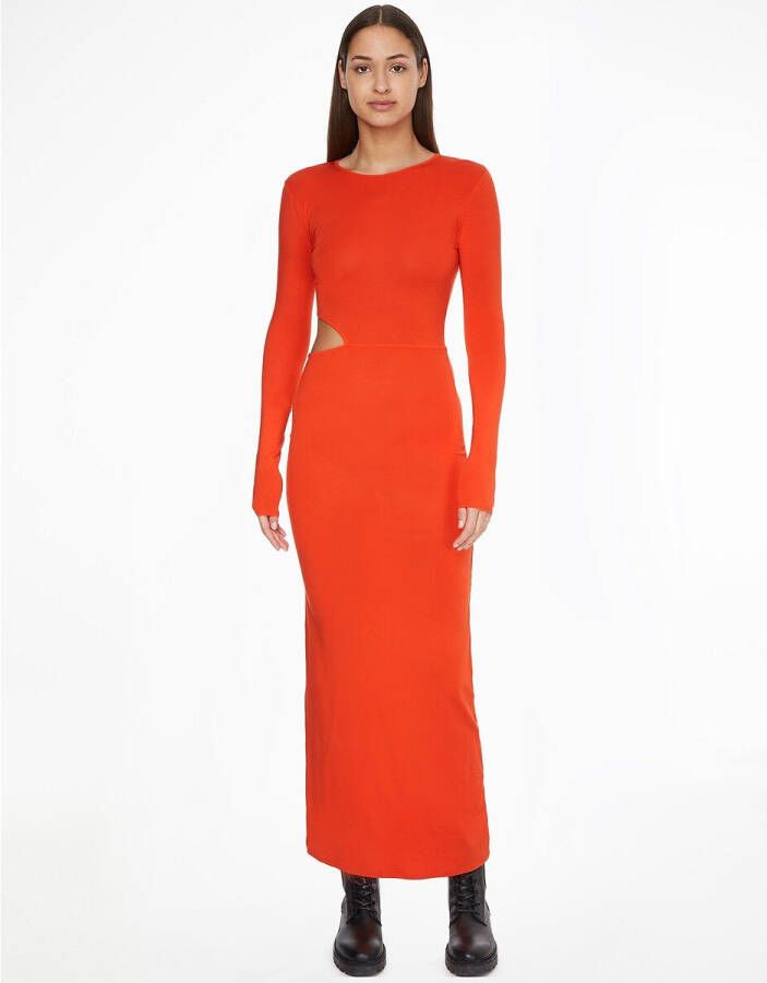 Calvin Klein Aansluitende lange jurk met lange mouwen
