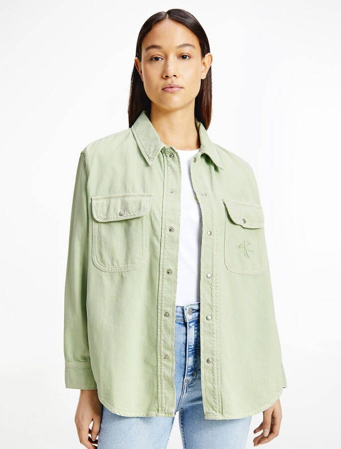Calvin Klein Overshirt van denim met borstzakken