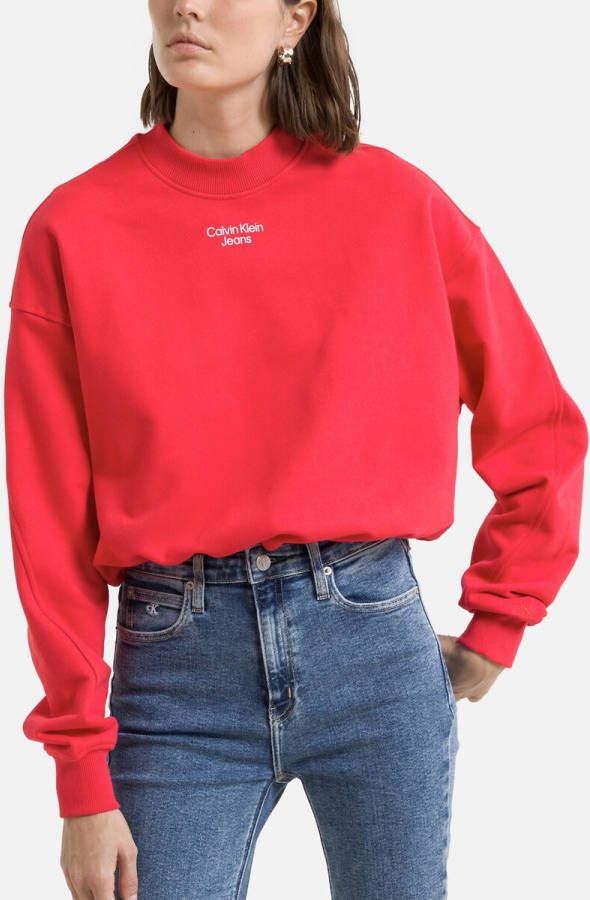 Calvin klein Sweater met licht opstaande ronde hals