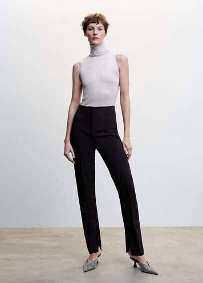 Mango Porter ribgebreide top met col en lurex