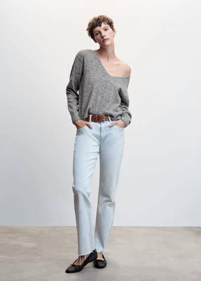 Mango Senseip fijngebreide pullover in wolblend