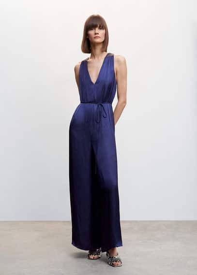 Mango Twister wide fit jumpsuit van satijn