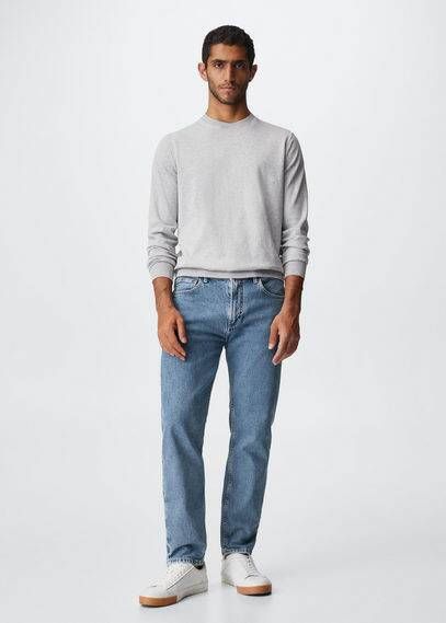 Mango Ben tapered cropped jeans met medium wassing