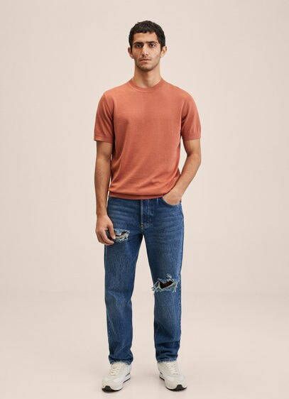 Mango Arraona fijngebreid T shirt met ronde hals