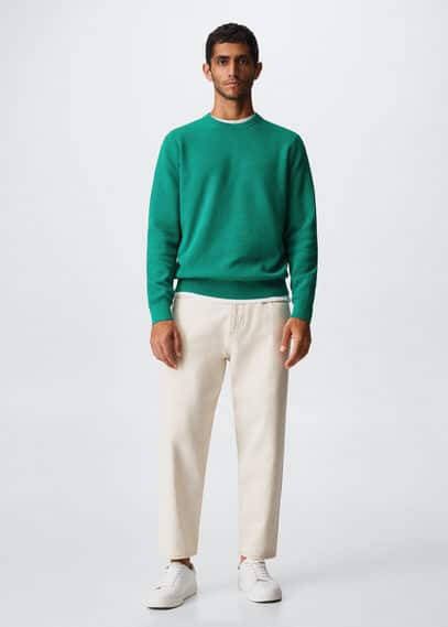 Mango Cocoa fijngebreide pullover met structuur