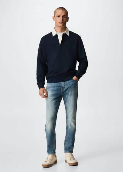 Mango Tom slim fit cropped jeans met verwassen afwerking