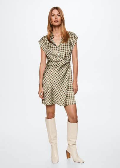 Mango Chain mini blousejurk met grafische print en geplooid detail