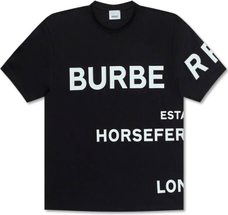 Burberry Oversized t shirt met paardenferry print , Zwart, Dames