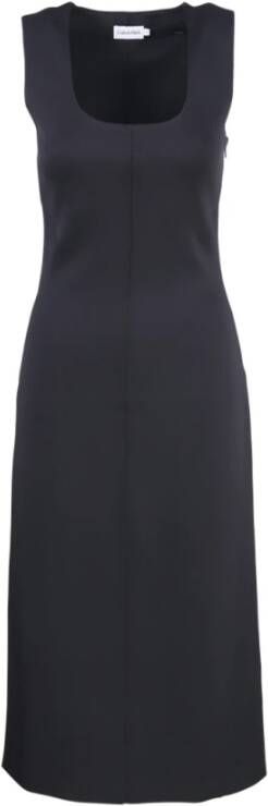 Calvin Klein Technical Knit Midi Dress , Zwart, Dames