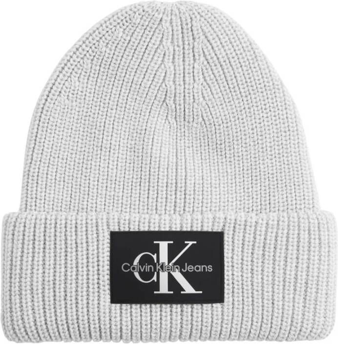 Calvin Klein Monologo Patch beanie muts cirrus grey