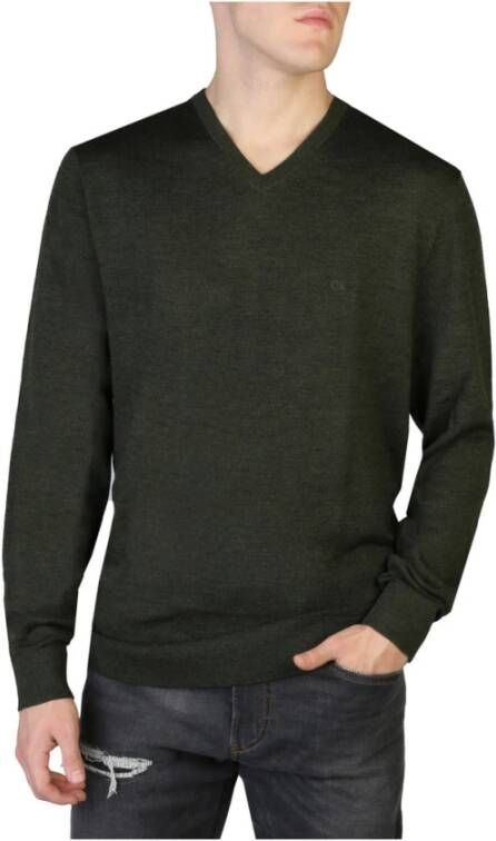 Calvin Klein V hals gebreide kleding , Groen, Heren
