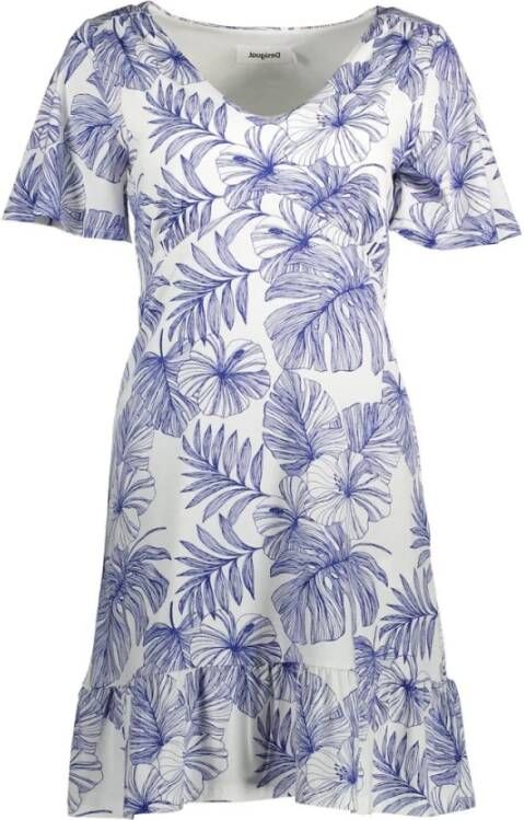 Desigual A-lijn jurk met all over print wit/blauw