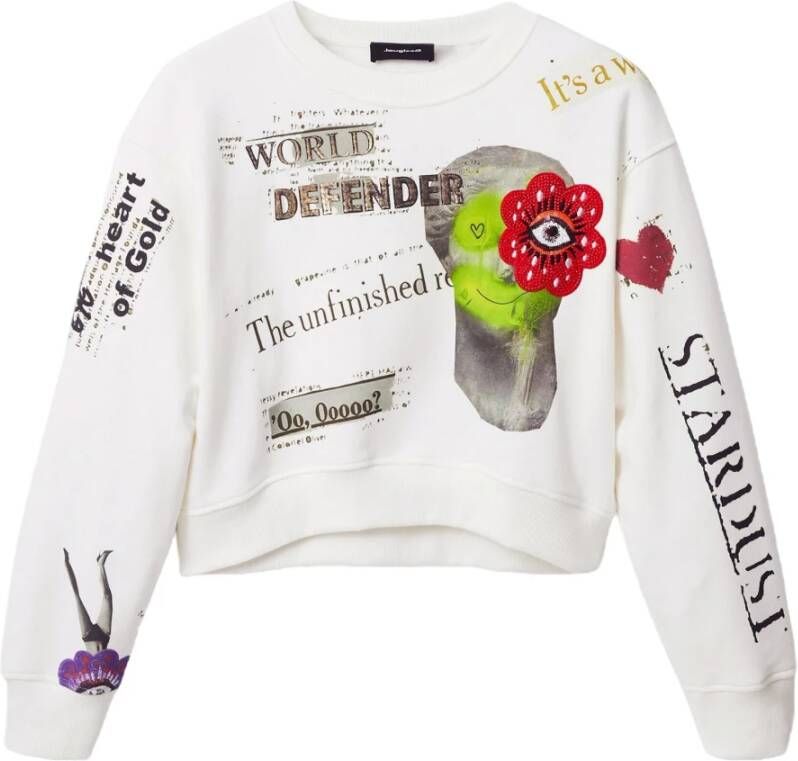 Desigual Sweat World Defender 22Wwsk54 , Wit, Dames