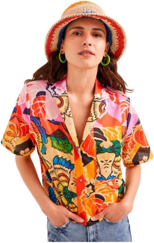 Desigual Shirts gekleurde enkele zak , Oranje, Dames