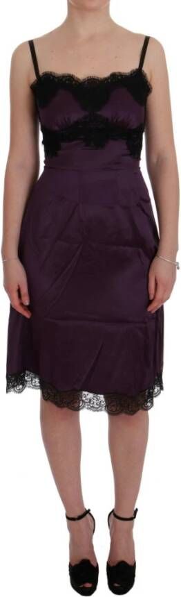 Dolce & Gabbana Zijden stretch kanten jurk , Paars, Dames